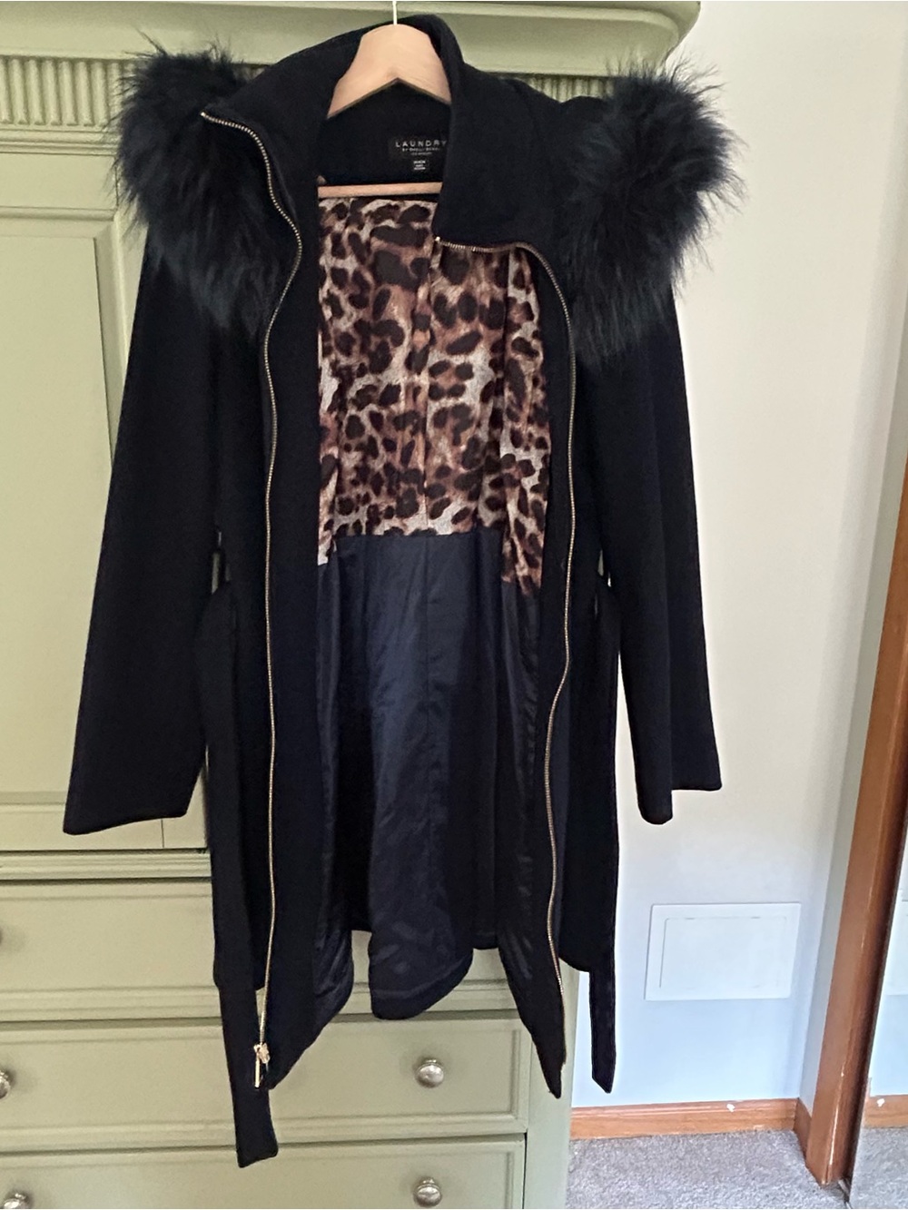 Laundry By Shelli Segal Navy Coat with Gold Hardware - Picture 3 of 7